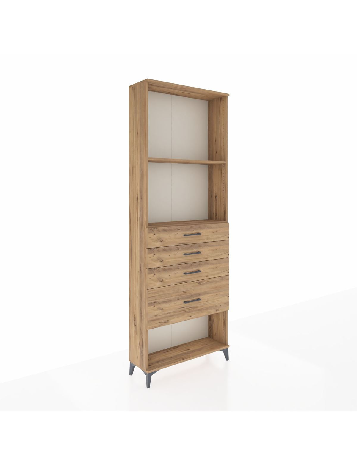 Arges Dolap 2 Raflı 4 Çekmeceli 88x30x243 Çam-Çam