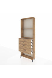 Arges Dolap 2 Raflı 4 Çekmeceli 88x30x243 Çam-Çam