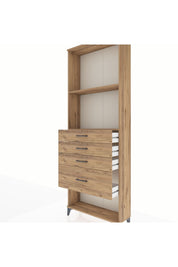 Arges Dolap 2 Raflı 4 Çekmeceli 88x30x243 Çam-Çam