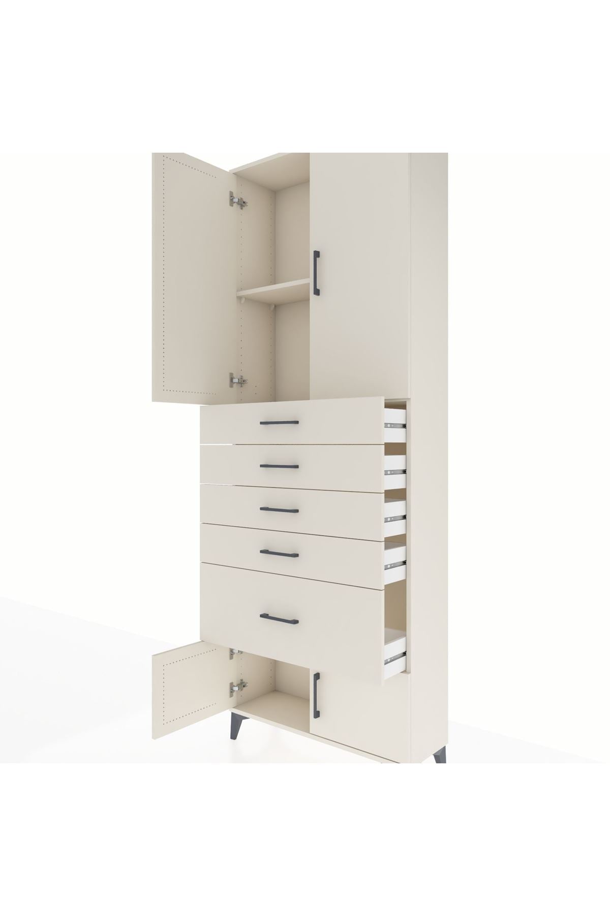 Arges Dolap 2 Raflı 5 Çekmeceli 4 Kapaklı 88x30x243 Aytaşı-Aytaşı