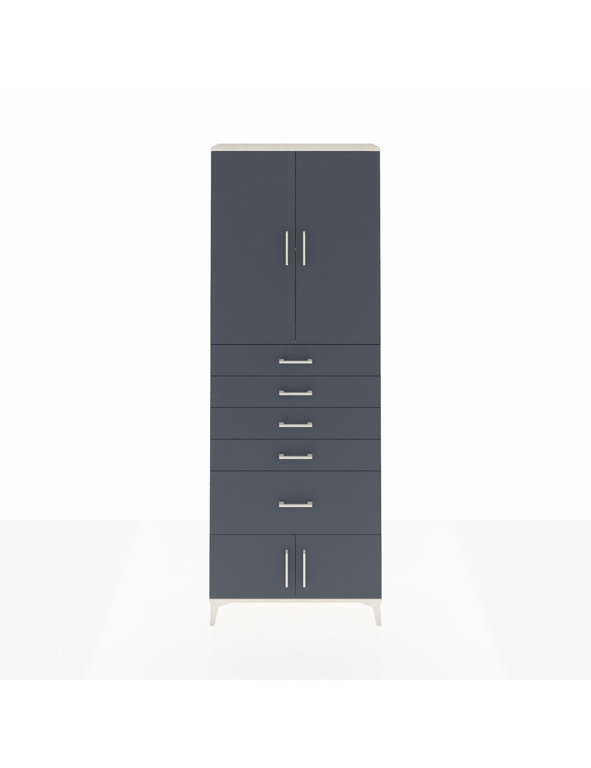 Arges Dolap 2 Raflı 5 Çekmeceli 4 Kapaklı 88x30x243 Aytaşı-Antrasit