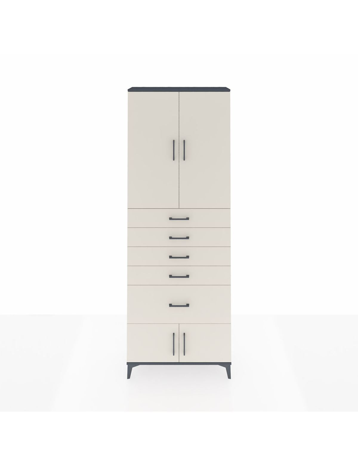 Arges Dolap 2 Raflı 5 Çekmeceli 4 Kapaklı 88x30x243 Antrasit-Aytaşı