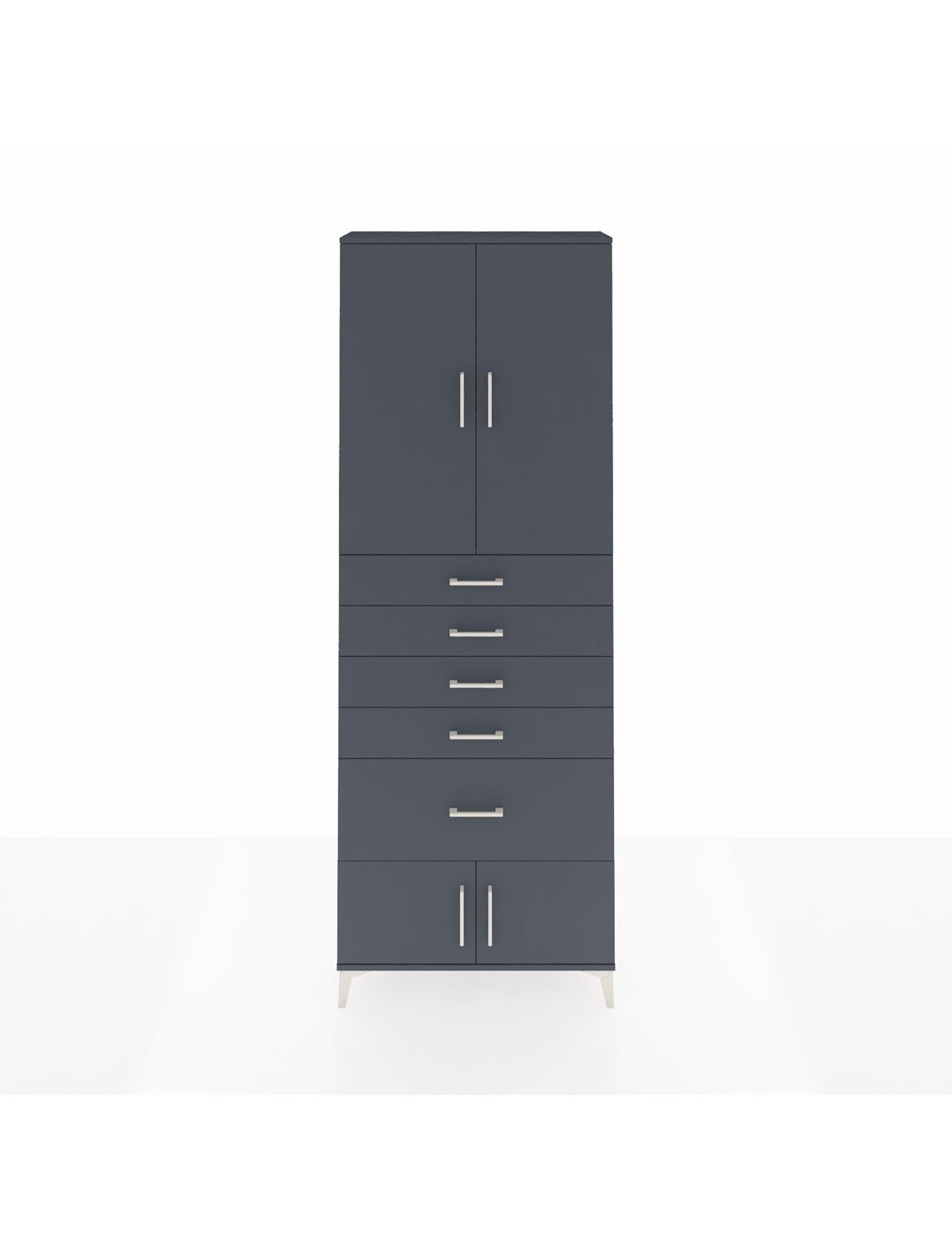 Arges Dolap 2 Raflı 5 Çekmeceli 4 Kapaklı 88x30x243 Antrasit-Antrasit