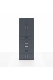 Arges Dolap 2 Raflı 5 Çekmeceli 4 Kapaklı 88x30x243 Antrasit-Antrasit