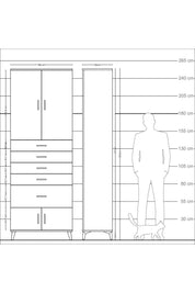 Arges Dolap 2 Raflı 5 Çekmeceli 4 Kapaklı 88x30x243 Antrasit-Aytaşı
