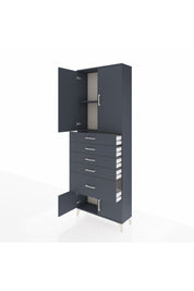 Arges Dolap 2 Raflı 5 Çekmeceli 4 Kapaklı 88x30x243 Antrasit-Antrasit