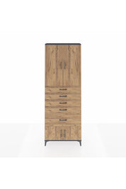 Arges Dolap 2 Raflı 5 Çekmeceli 4 Kapaklı 88x30x243 Antrasit-Çam