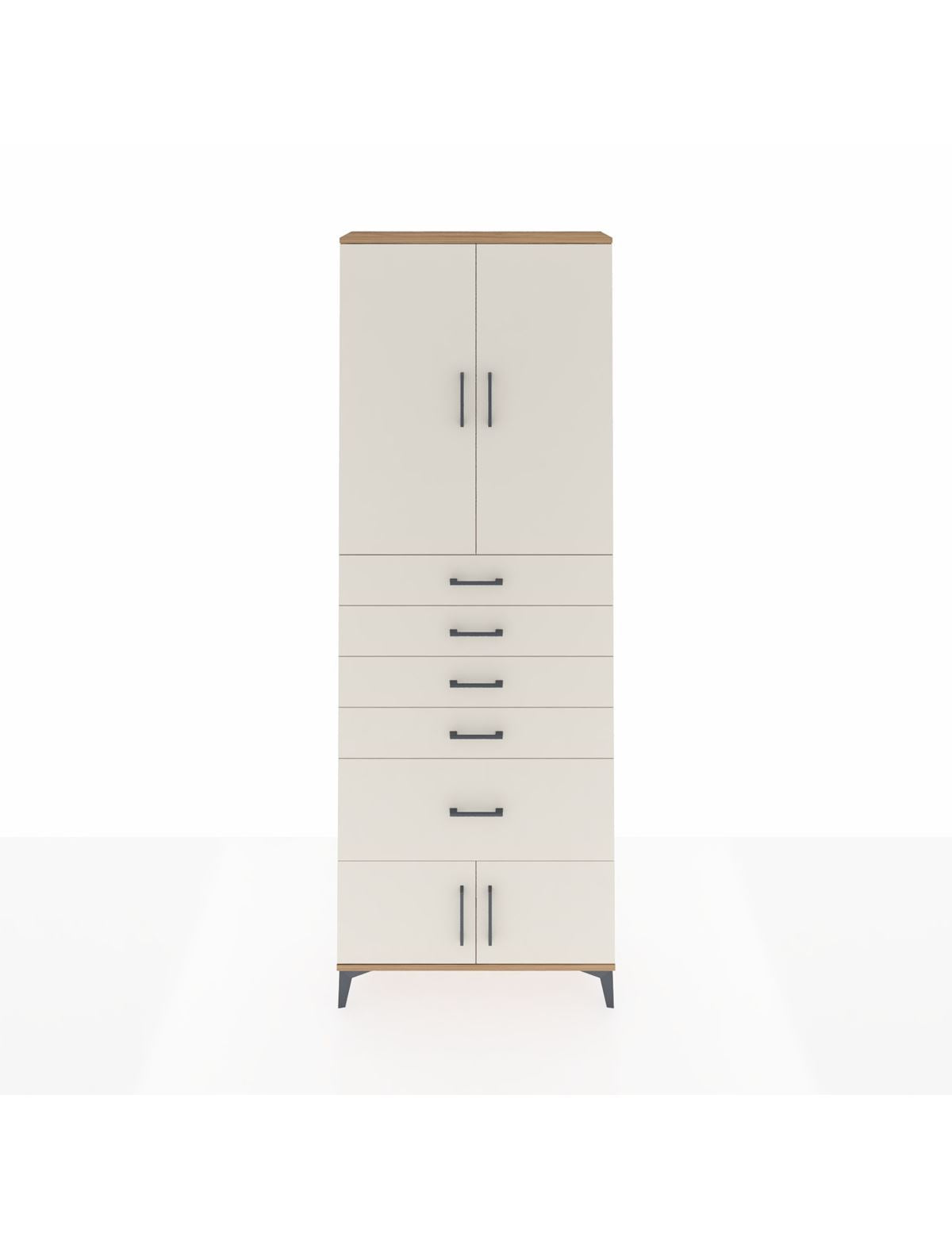 Arges Dolap 2 Raflı 5 Çekmeceli 4 Kapaklı 88x30x243 Çam-Aytaşı