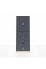 Arges Dolap 2 Raflı 5 Çekmeceli 4 Kapaklı 88x30x243 Çam-Antrasit