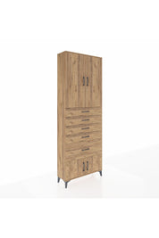 Arges Dolap 2 Raflı 5 Çekmeceli 4 Kapaklı 88x30x243 Çam-Çam