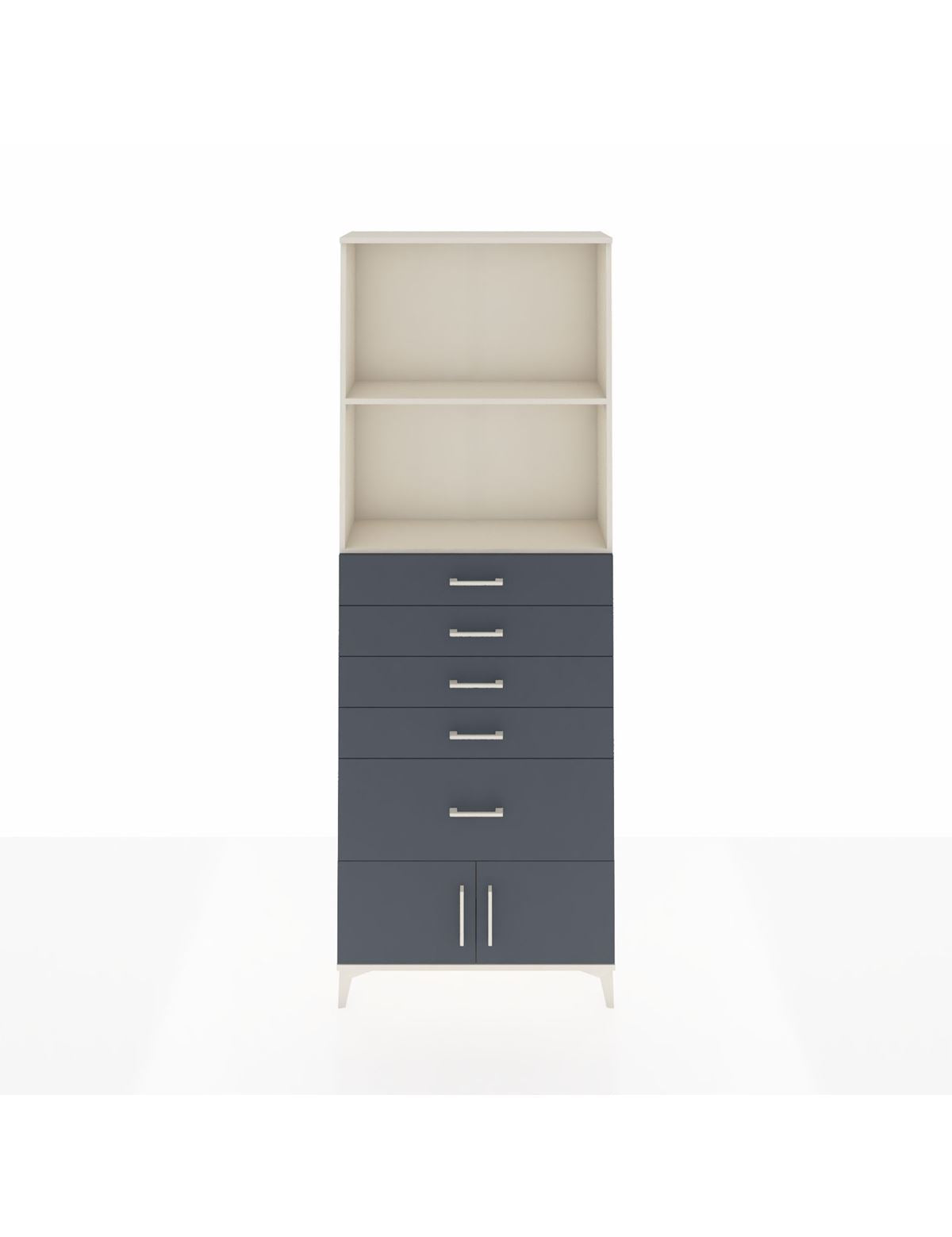 Arges Dolap 2 Raflı 5 Çekmeceli 2 Kapaklı 88x30x243 Aytaşı-Antrasit