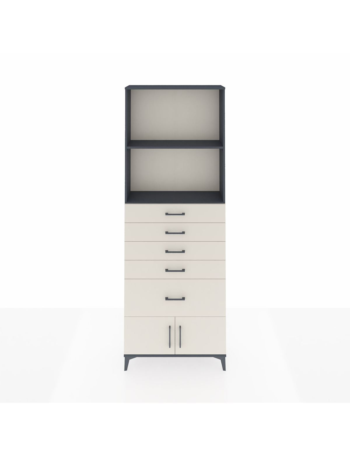 Arges Dolap 2 Raflı 5 Çekmeceli 2 Kapaklı 88x30x243 Antrasit-Aytaşı