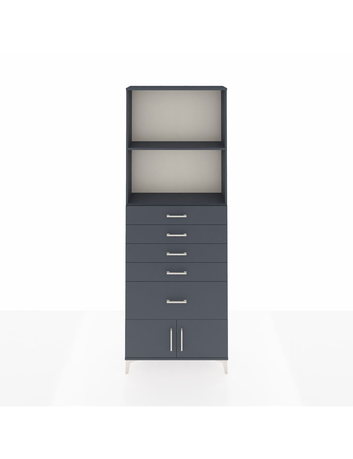 Arges Dolap 2 Raflı 5 Çekmeceli 2 Kapaklı 88x30x243 Antrasit-Antrasit