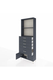 Arges Dolap 2 Raflı 5 Çekmeceli 2 Kapaklı 88x30x243 Antrasit-Antrasit