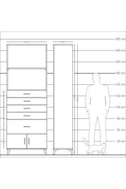 Arges Dolap 2 Raflı 5 Çekmeceli 2 Kapaklı 88x30x243 Antrasit-Antrasit