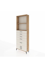 Arges Dolap 2 Raflı 5 Çekmeceli 2 Kapaklı 88x30x243 Çam-Aytaşı