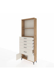 Arges Dolap 2 Raflı 5 Çekmeceli 2 Kapaklı 88x30x243 Çam-Aytaşı
