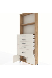 Arges Dolap 2 Raflı 5 Çekmeceli 2 Kapaklı 88x30x243 Çam-Aytaşı