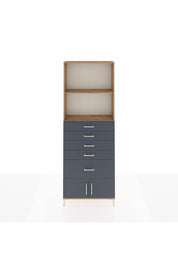 Arges Dolap 2 Raflı 5 Çekmeceli 2 Kapaklı 88x30x243 Çam-Antrasit