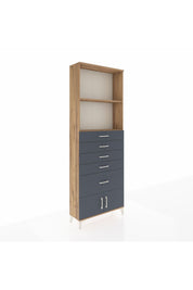 Arges Dolap 2 Raflı 5 Çekmeceli 2 Kapaklı 88x30x243 Çam-Antrasit