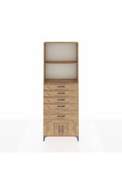 Arges Dolap 2 Raflı 5 Çekmeceli 2 Kapaklı 88x30x243 Çam-Çam