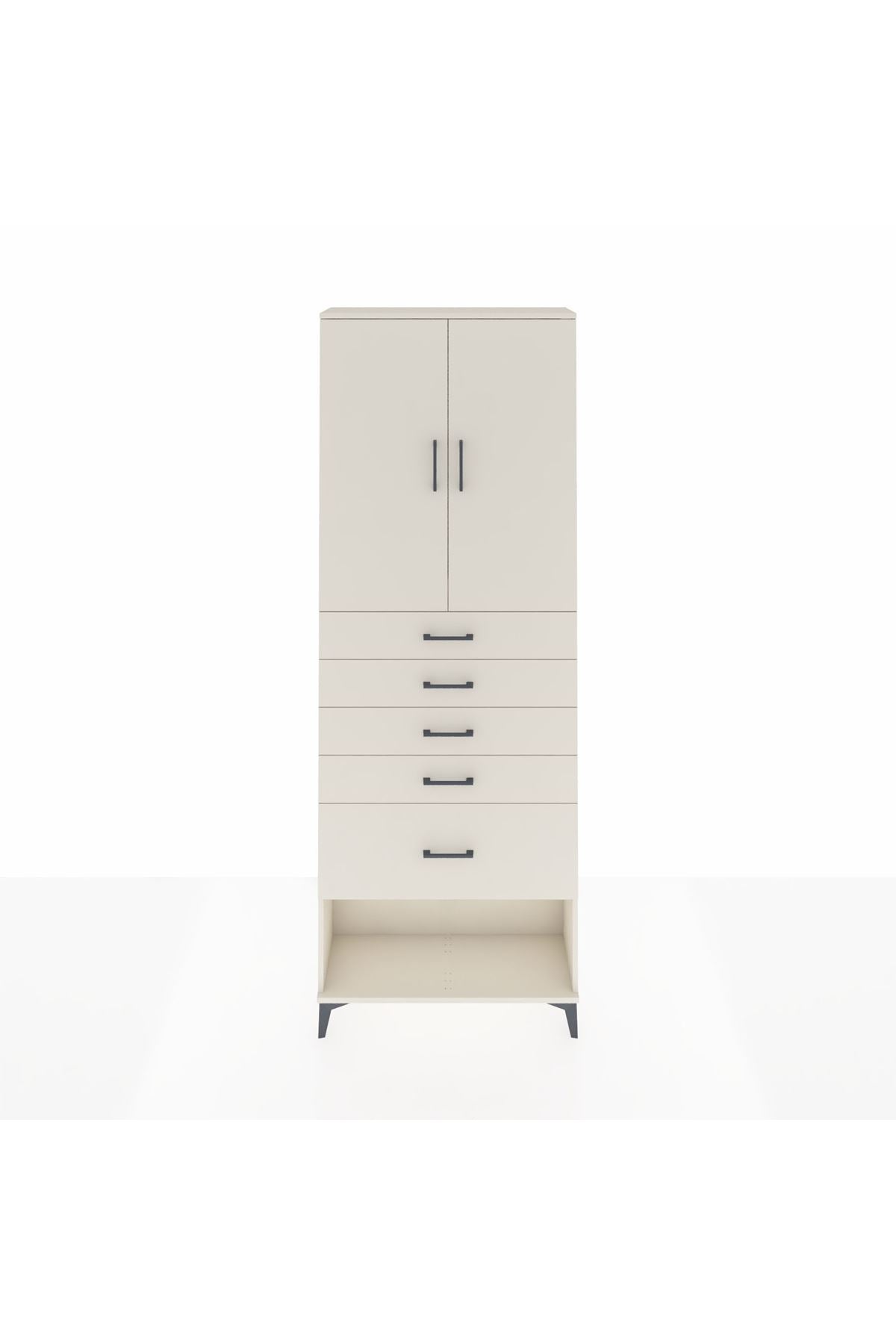 Arges Dolap 2 Raflı 5 Çekmeceli 2 Kapaklı 88x30x243 Aytaşı-Aytaşı