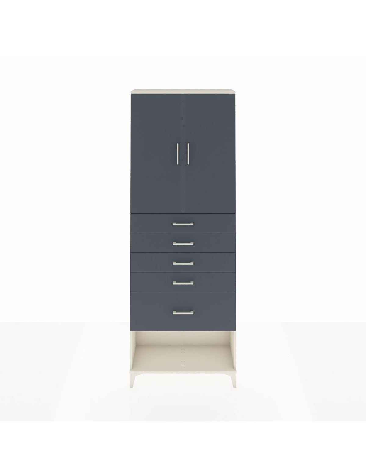 Arges Dolap 2 Raflı 5 Çekmeceli 2 Kapaklı 88x30x243 Aytaşı-Antrasit