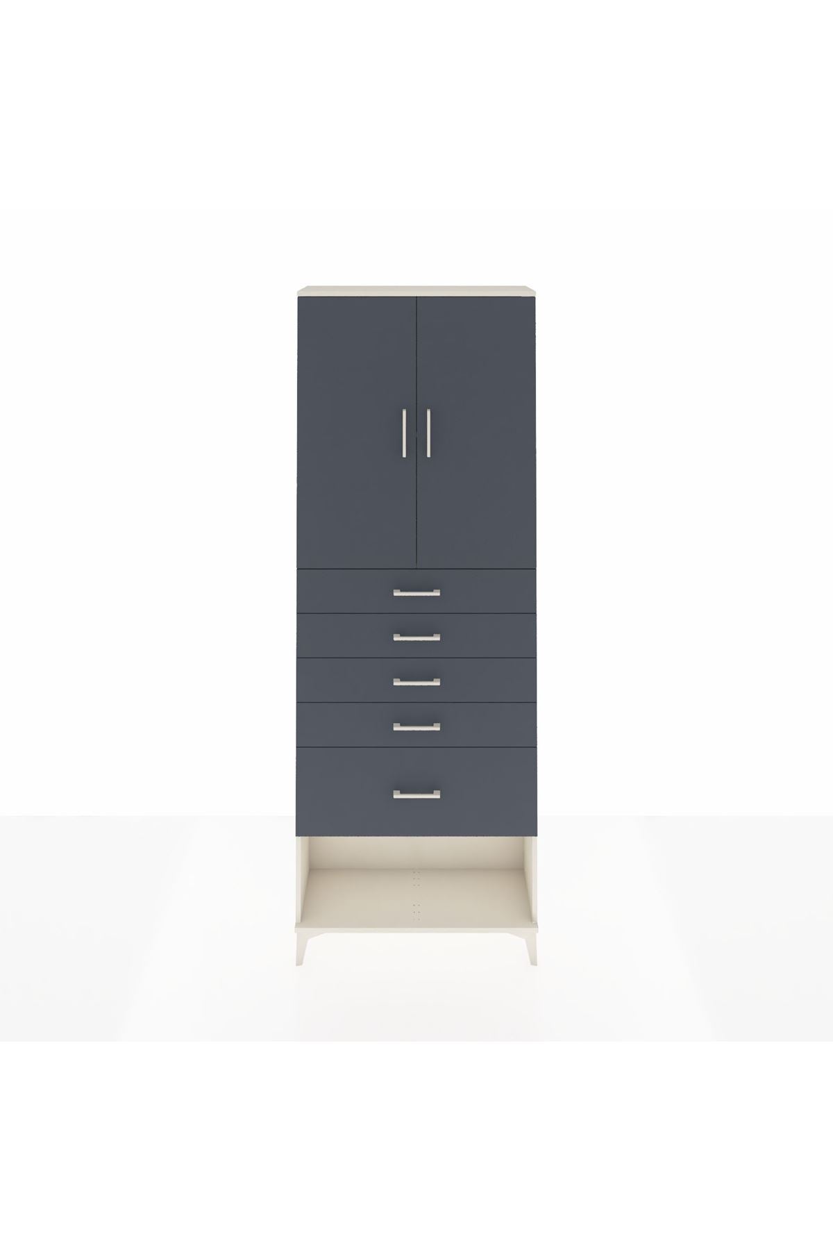 Arges Dolap 2 Raflı 5 Çekmeceli 2 Kapaklı 88x30x243 Aytaşı-Antrasit