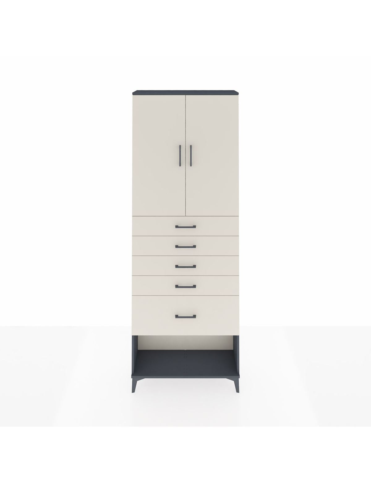 Arges Dolap 2 Raflı 5 Çekmeceli 2 Kapaklı 88x30x243 Antrasit-Aytaşı