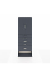 Arges Dolap 2 Raflı 5 Çekmeceli 2 Kapaklı 88x30x243 Antrasit-Antrasit