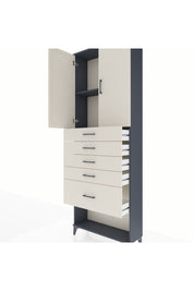 Arges Dolap 2 Raflı 5 Çekmeceli 2 Kapaklı 88x30x243 Antrasit-Aytaşı