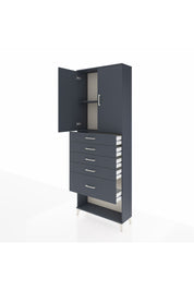 Arges Dolap 2 Raflı 5 Çekmeceli 2 Kapaklı 88x30x243 Antrasit-Antrasit