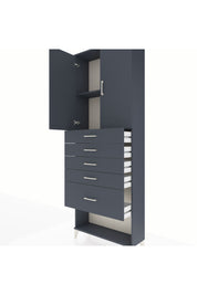 Arges Dolap 2 Raflı 5 Çekmeceli 2 Kapaklı 88x30x243 Antrasit-Antrasit