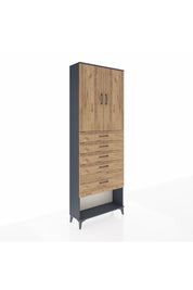Arges Dolap 2 Raflı 5 Çekmeceli 2 Kapaklı 88x30x243 Antrasit-Çam