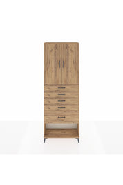 Arges Dolap 2 Raflı 5 Çekmeceli 2 Kapaklı 88x30x243 Çam-Çam