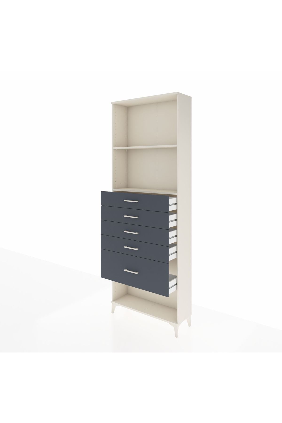 Arges Dolap 2 Raflı 5 Çekmeceli 88x30x243 Aytaşı-Antrasit