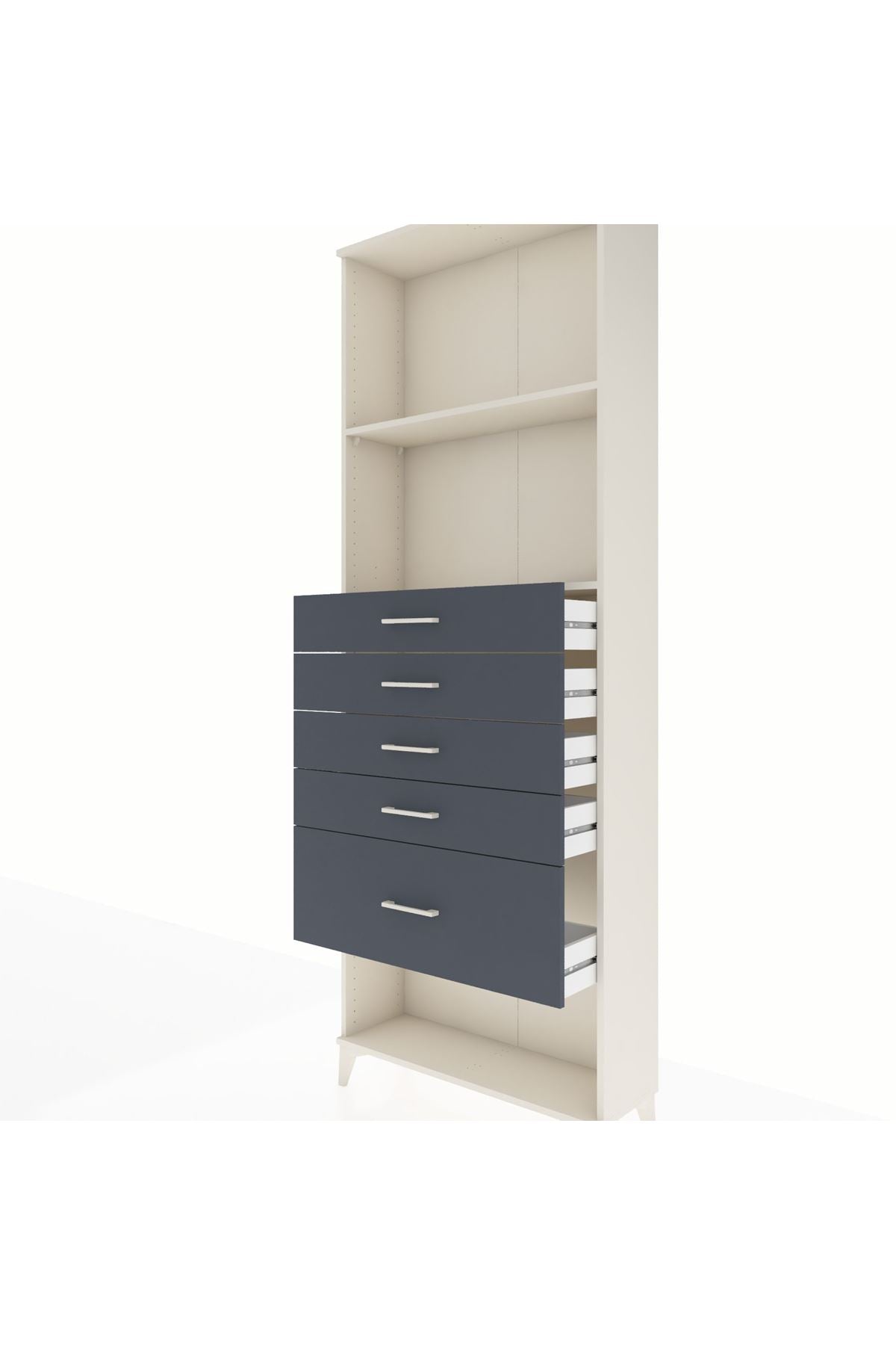 Arges Dolap 2 Raflı 5 Çekmeceli 88x30x243 Aytaşı-Antrasit