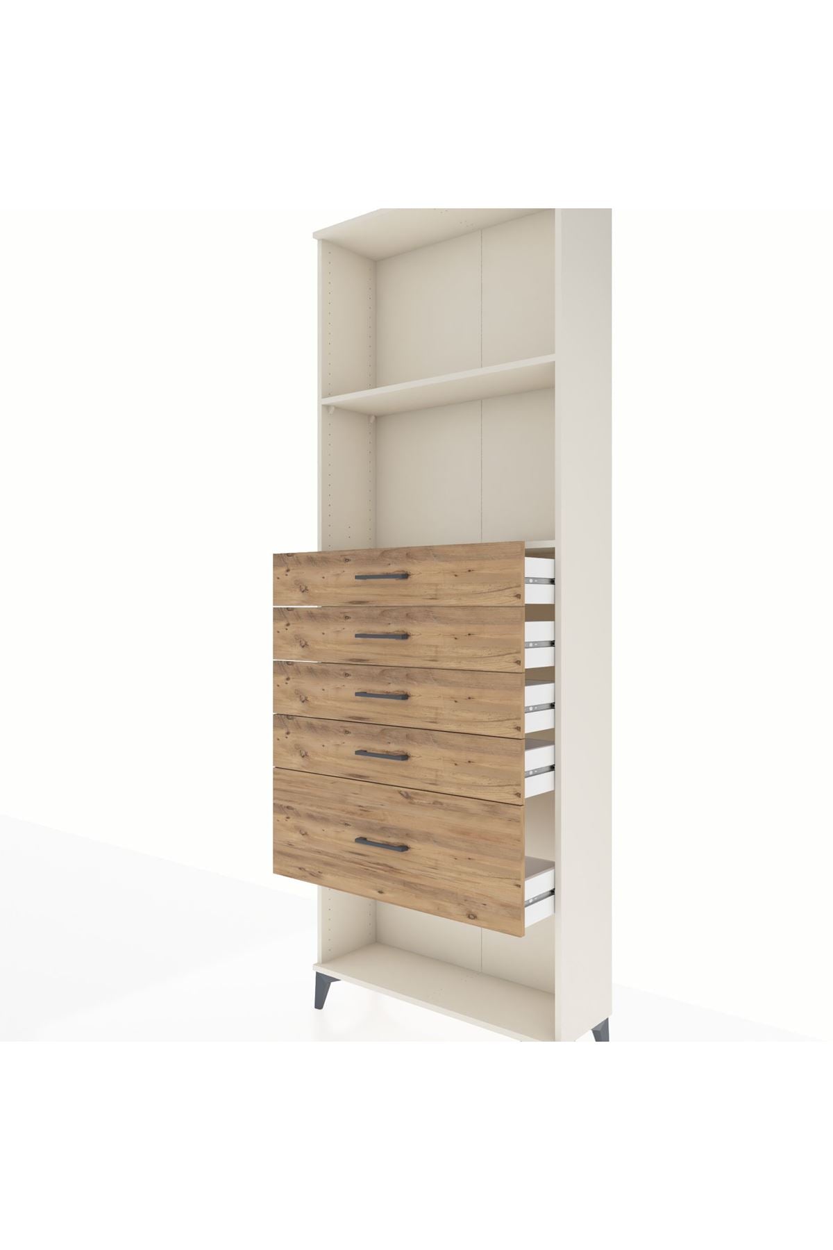 Arges Dolap 2 Raflı 5 Çekmeceli 88x30x243 Aytaşı-Çam