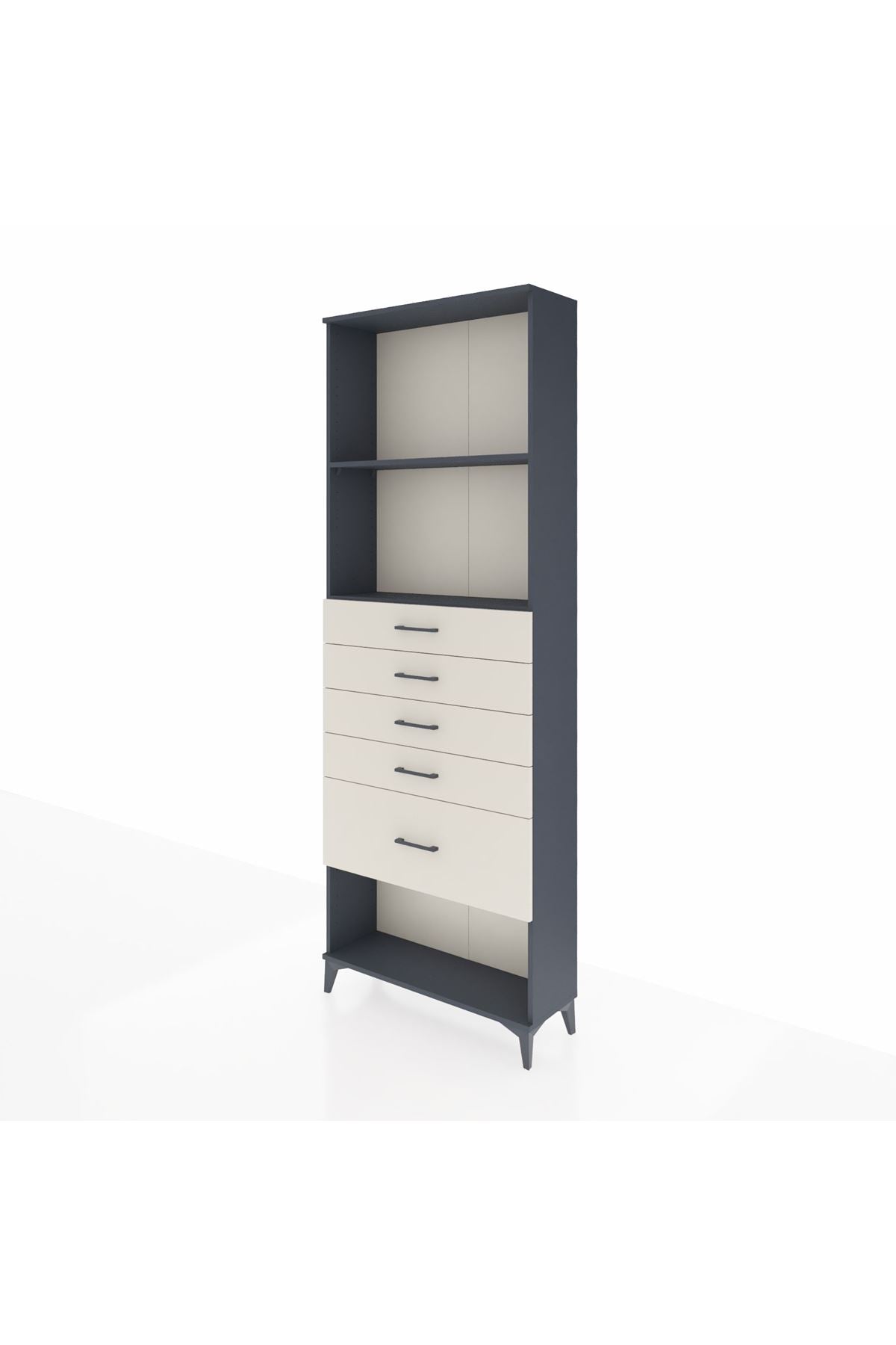 Arges Dolap 2 Raflı 5 Çekmeceli 88x30x243 Antrasit-Aytaşı