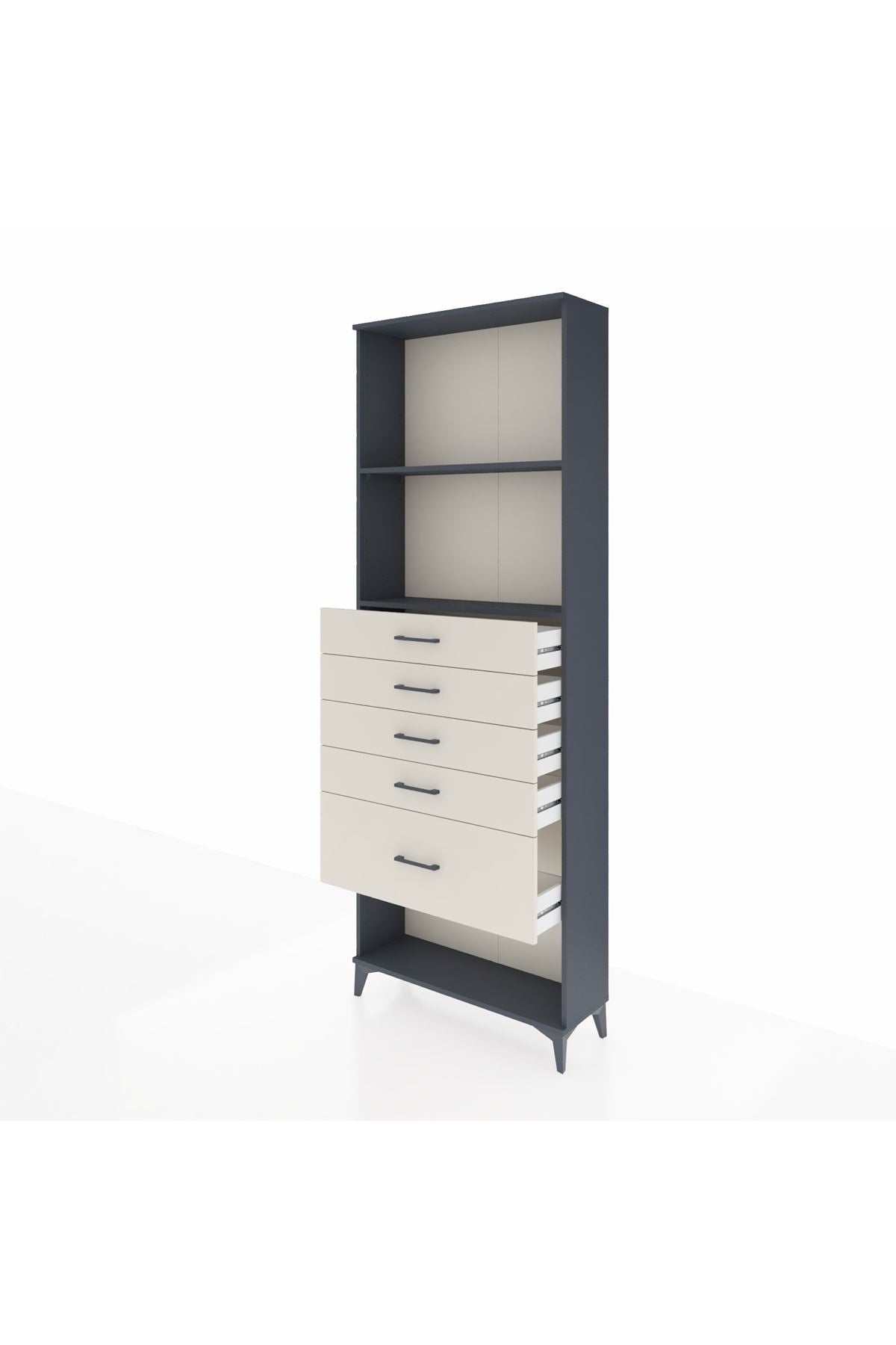 Arges Dolap 2 Raflı 5 Çekmeceli 88x30x243 Antrasit-Aytaşı