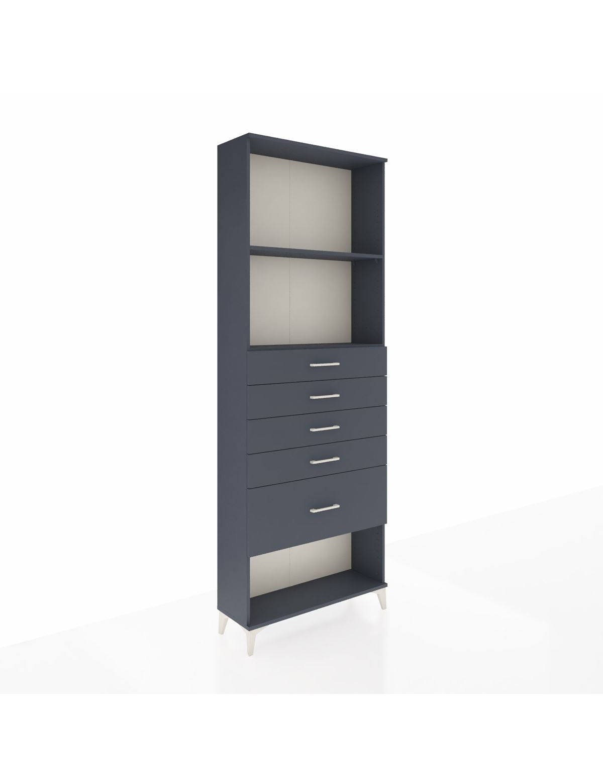 Arges Dolap 2 Raflı 5 Çekmeceli 88x30x243 Antrasit-Antrasit