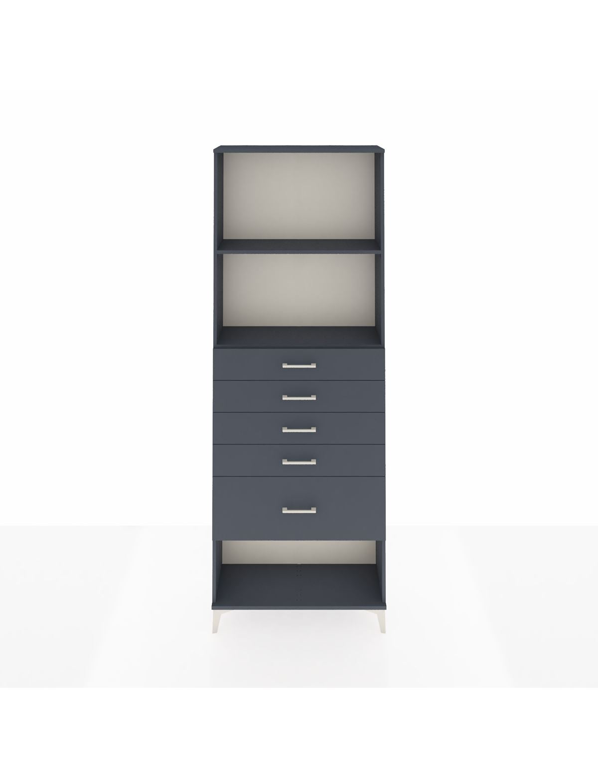 Arges Dolap 2 Raflı 5 Çekmeceli 88x30x243 Antrasit-Antrasit