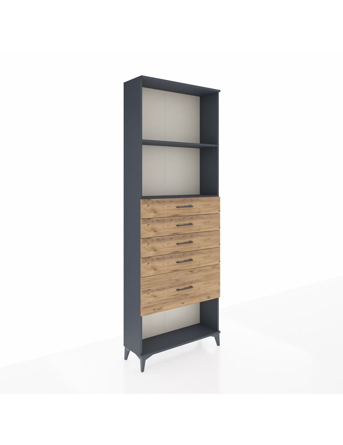 Arges Dolap 2 Raflı 5 Çekmeceli 88x30x243 Antrasit-Çam