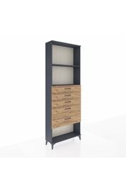 Arges Dolap 2 Raflı 5 Çekmeceli 88x30x243 Antrasit-Çam