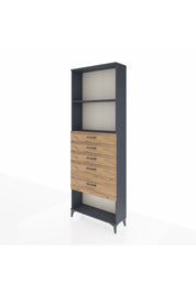 Arges Dolap 2 Raflı 5 Çekmeceli 88x30x243 Antrasit-Çam