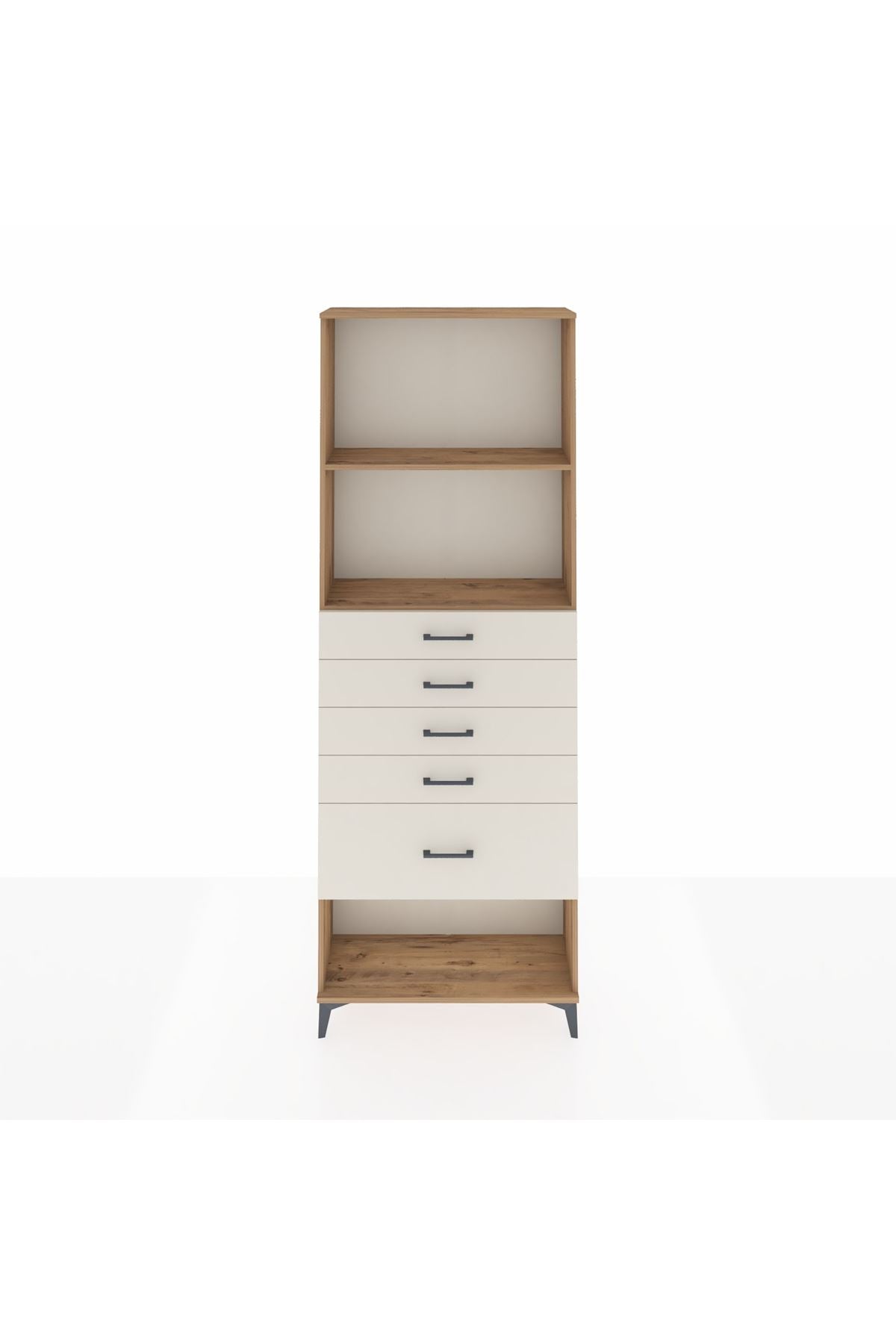 Arges Dolap 2 Raflı 5 Çekmeceli 88x30x243 Çam-Aytaşı