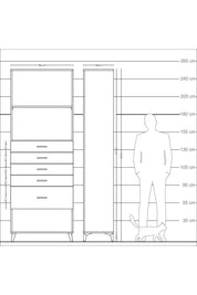 Arges Dolap 2 Raflı 5 Çekmeceli 88x30x243 Antrasit-Çam