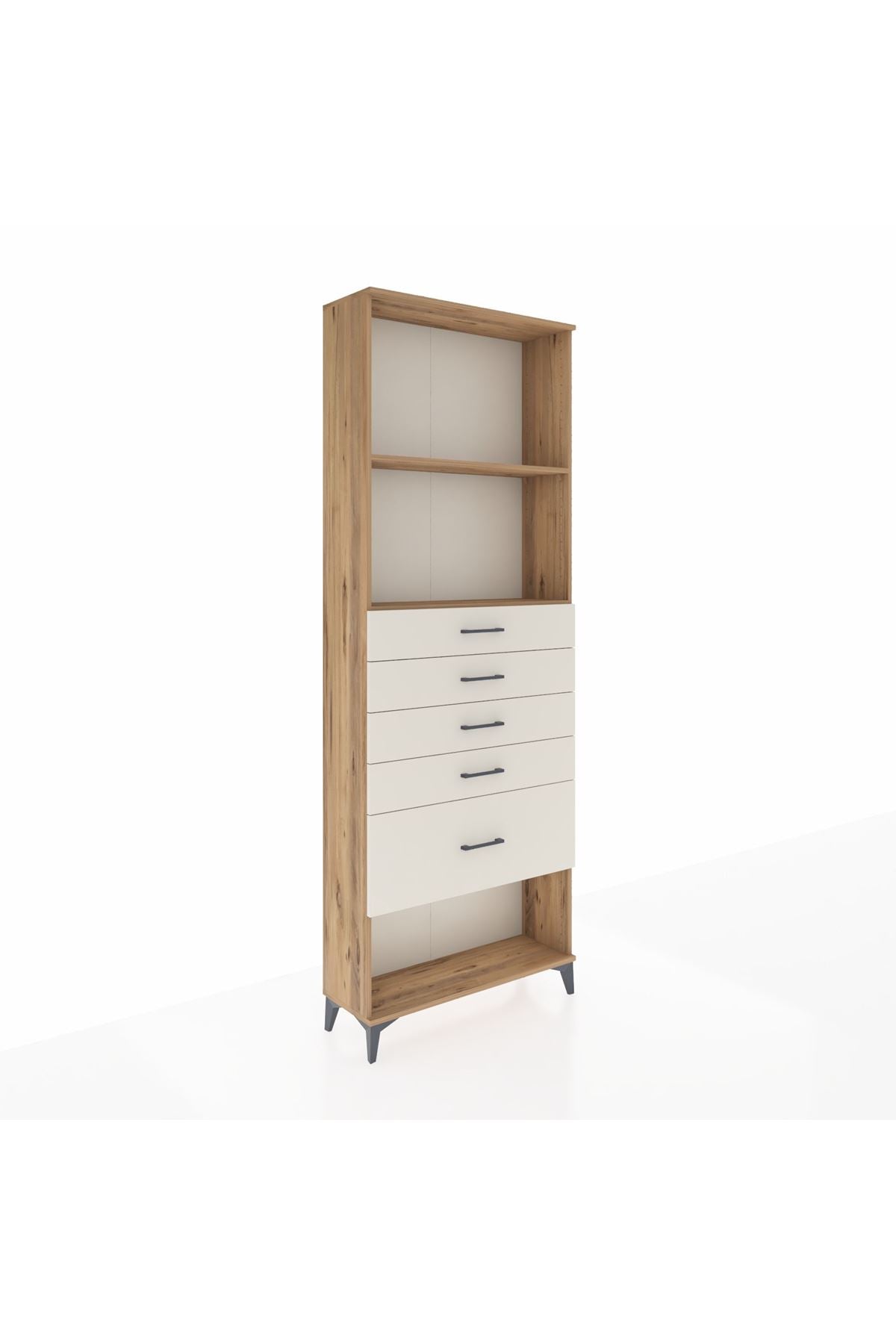 Arges Dolap 2 Raflı 5 Çekmeceli 88x30x243 Çam-Aytaşı