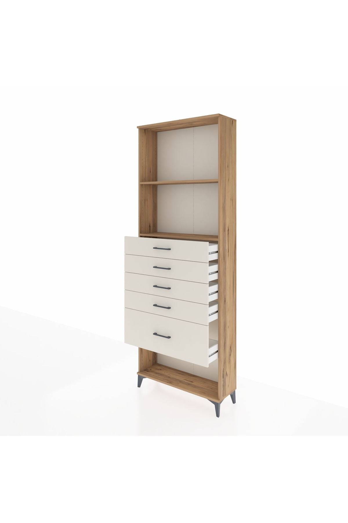 Arges Dolap 2 Raflı 5 Çekmeceli 88x30x243 Çam-Aytaşı