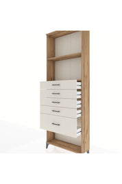 Arges Dolap 2 Raflı 5 Çekmeceli 88x30x243 Çam-Aytaşı